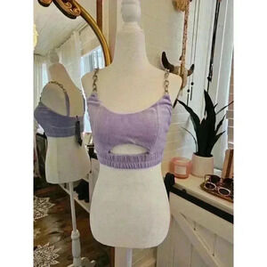 No Vacancy Women's Size S Purple Crop Top with Chain Straps NWT